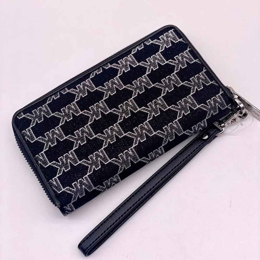 Michael Kors Jet Set Travel Wallet Phone Case Wristlet Glimmer MK Print